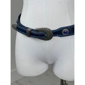 Vintage Denim Faux Leather With Blue Stone Embellishments